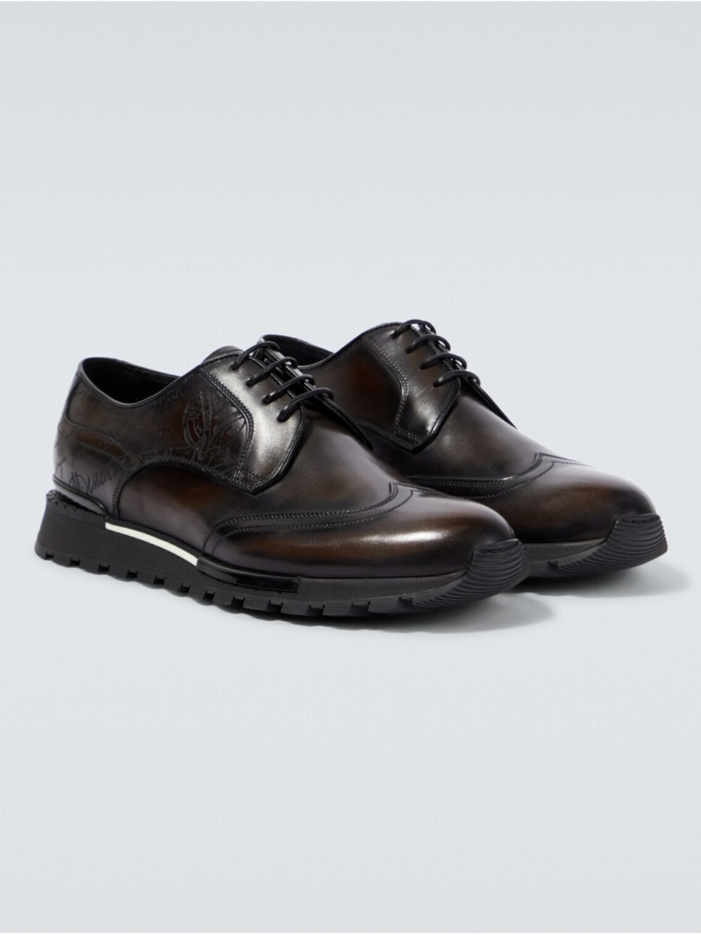 Men's Brown Leather Derby Shoes with Modern Sole